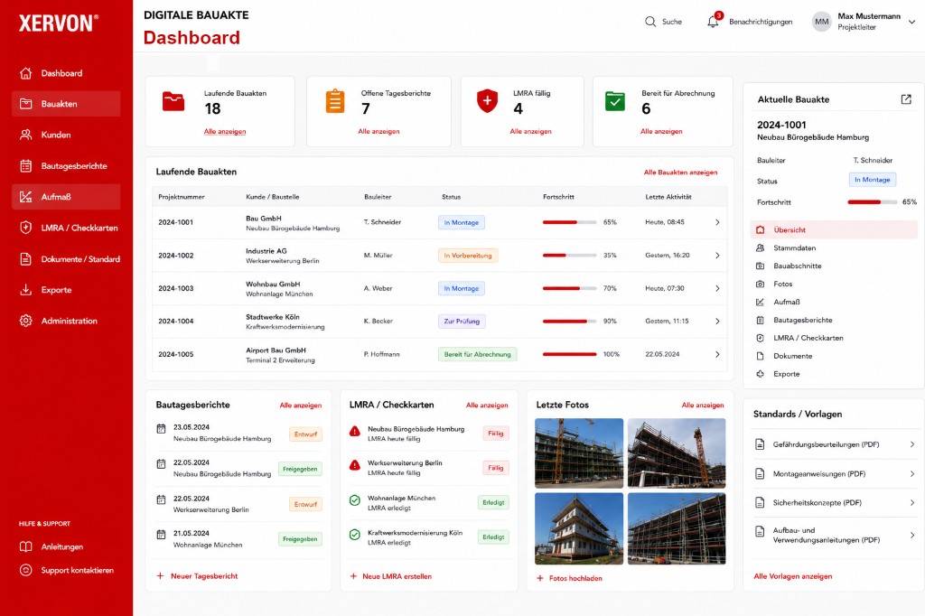 Dashboard &mdash; Projekt&uuml;bersicht